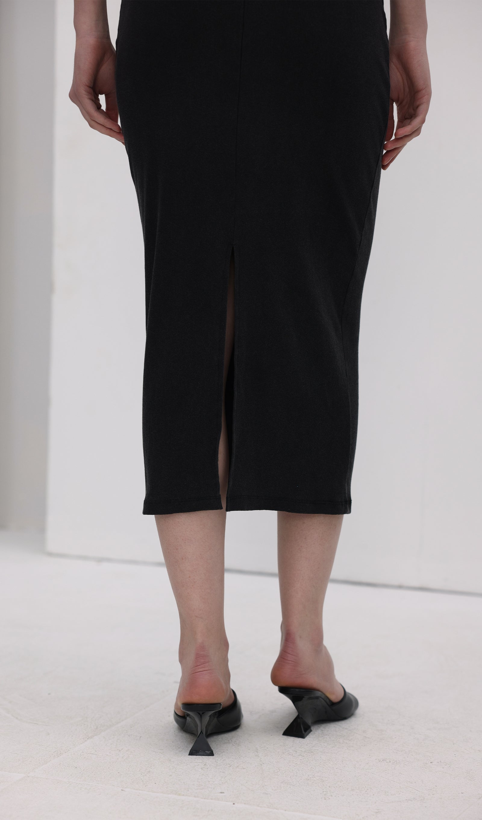 Jersey Vücuda Oturan Midi Elbise