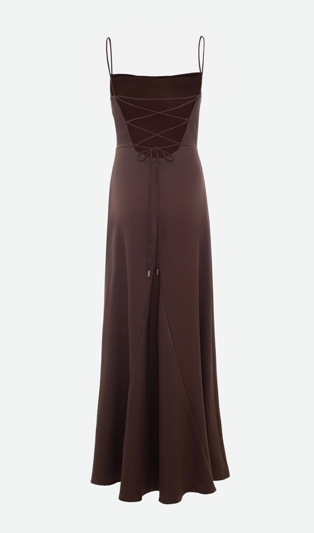 İnce Askılı Bağcıklı Sırtlı Uzun Elbise