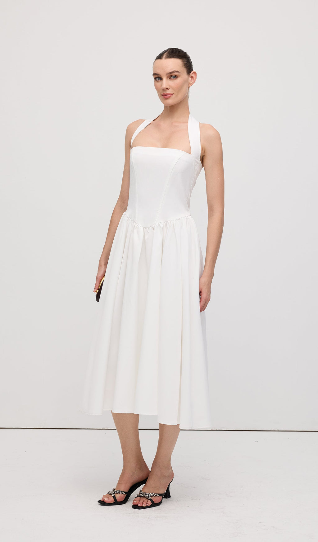 Düz Askılı Midi Elbise