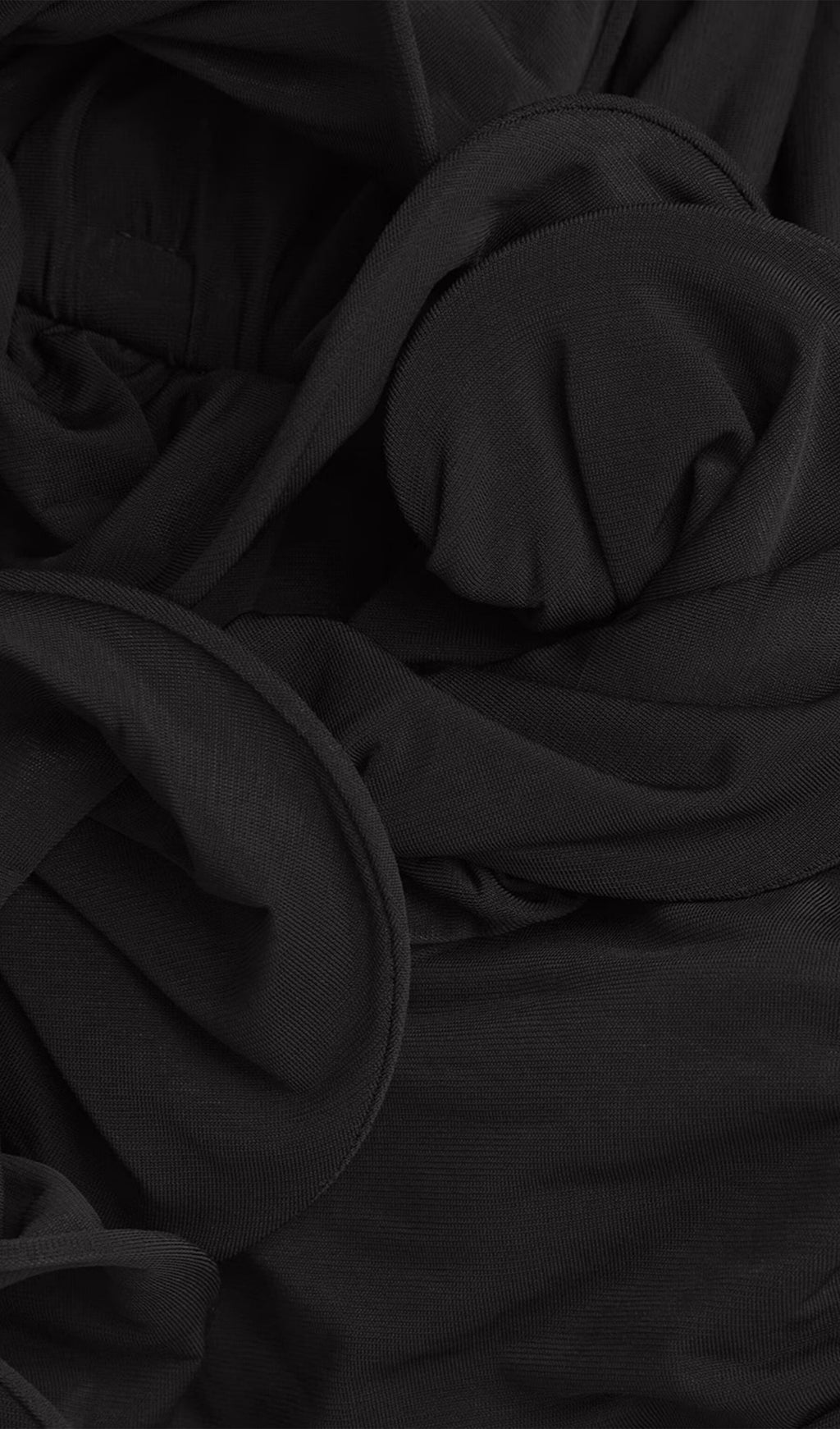 Büzgülü Gül Midi Elbise