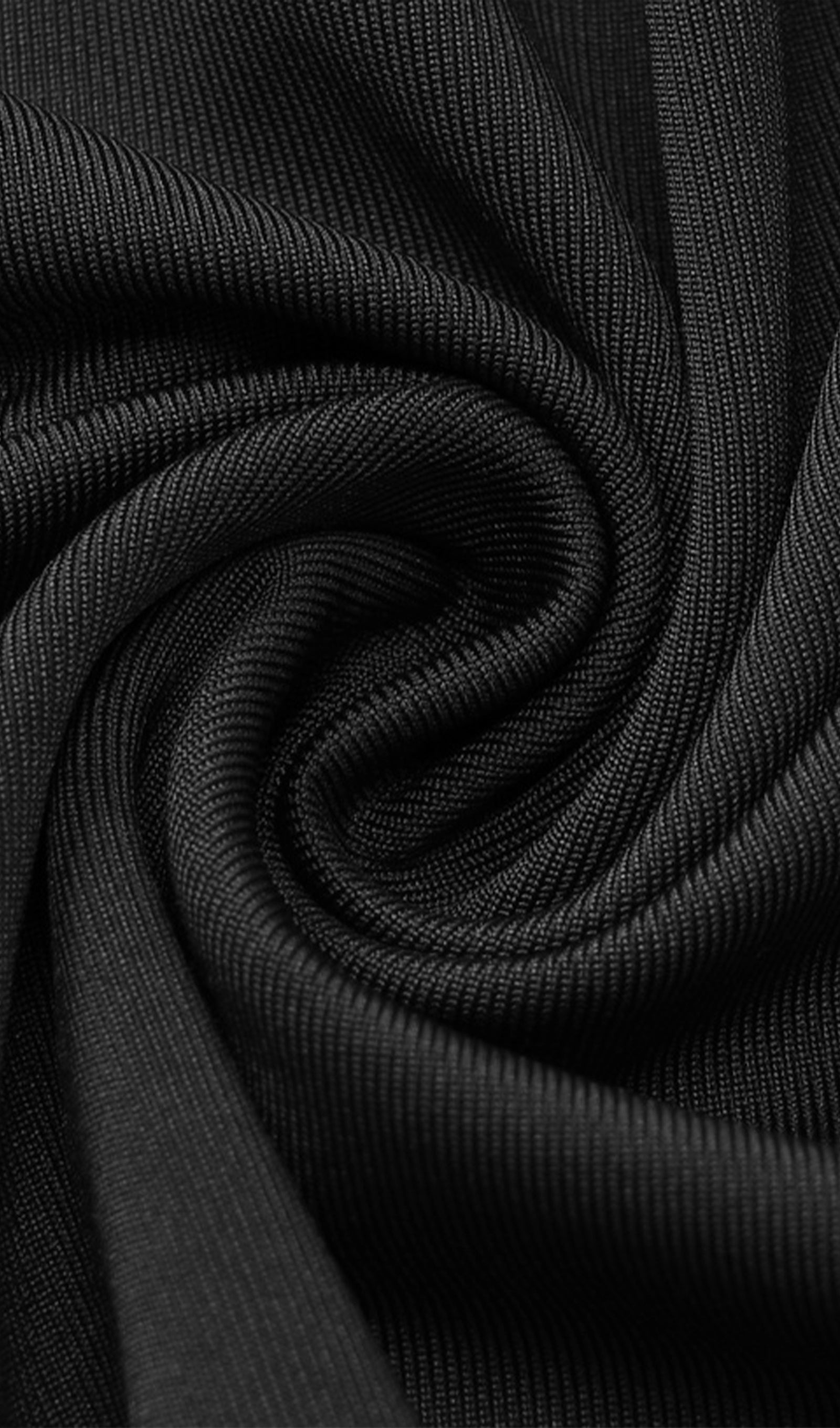 Drapeli Jersey Yırtmaçlı Uzun Elbise-Siyah