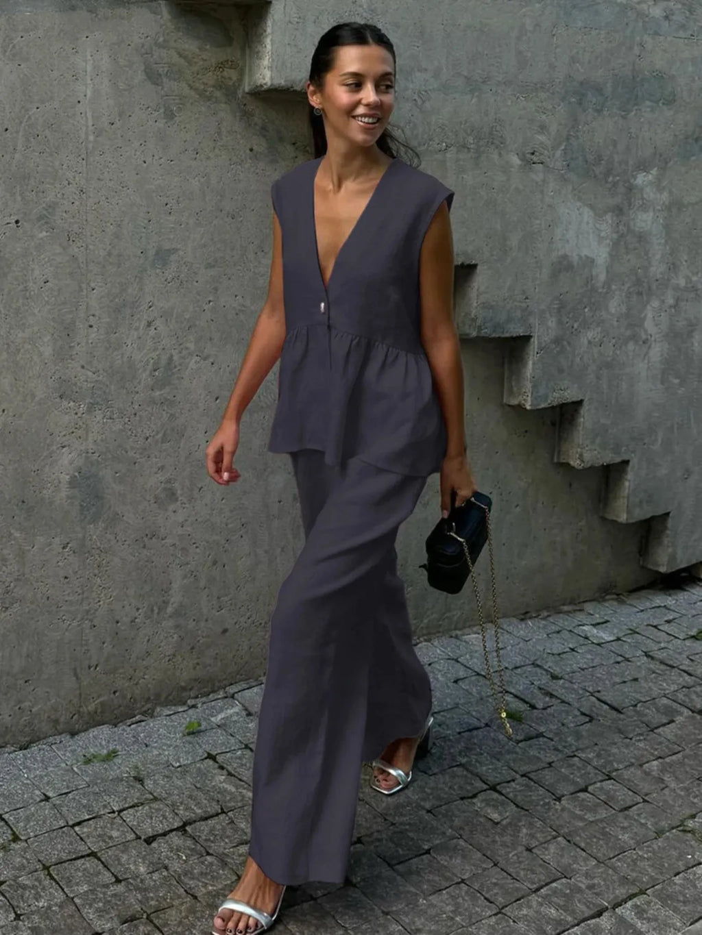 Veyra | V Yaka Yelek & Pantolon Takım