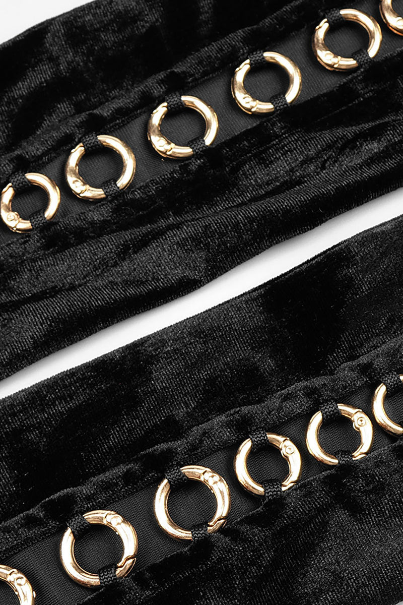 NYXEN Siyah Kadife Halka Detaylı Takım