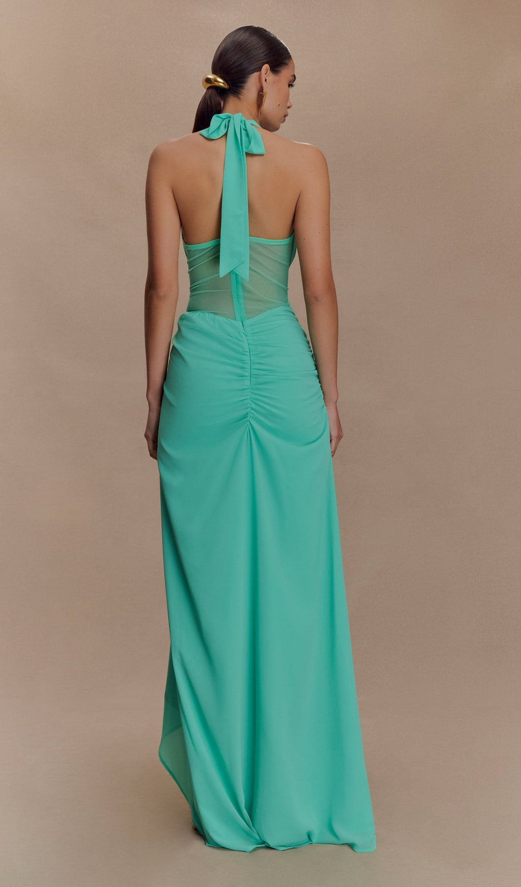 Lagoon Şifon Ve File Uzun Elbise