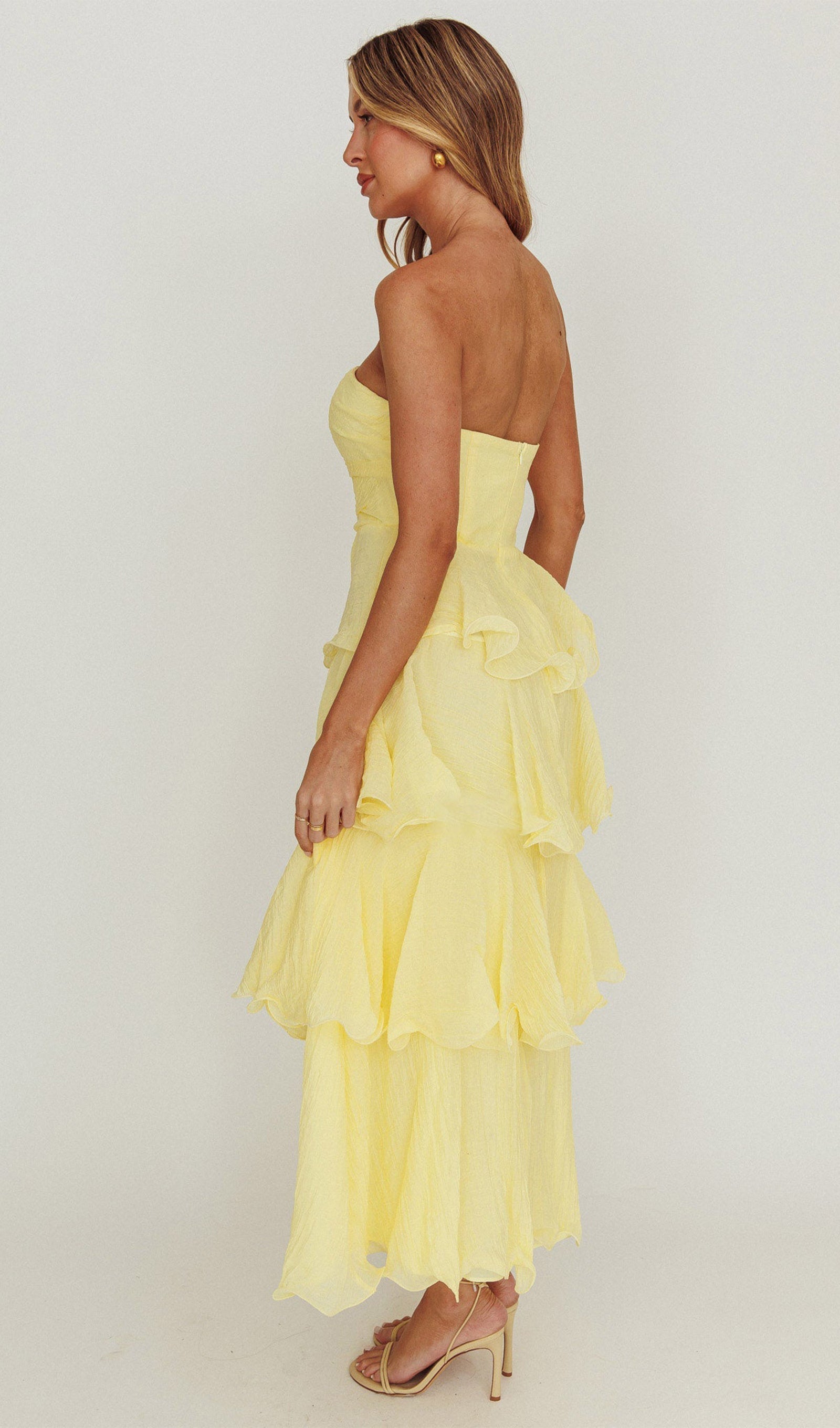 Askısız Katmanlı Midi Elbise