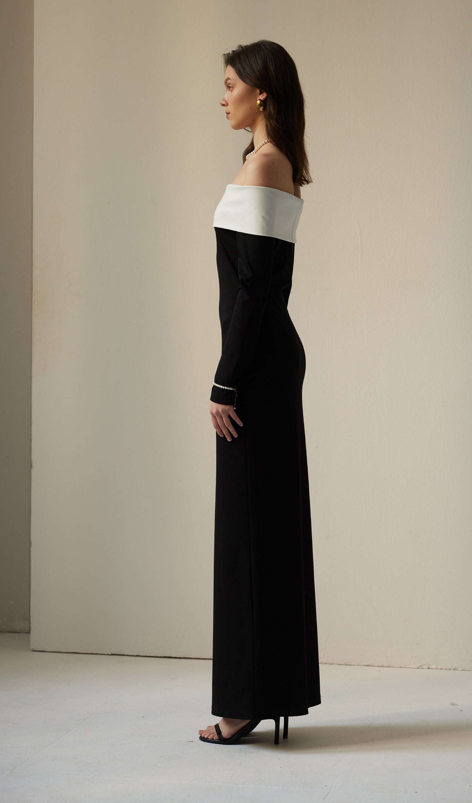 Anya Maxi Elbise Siyah/Beyaz