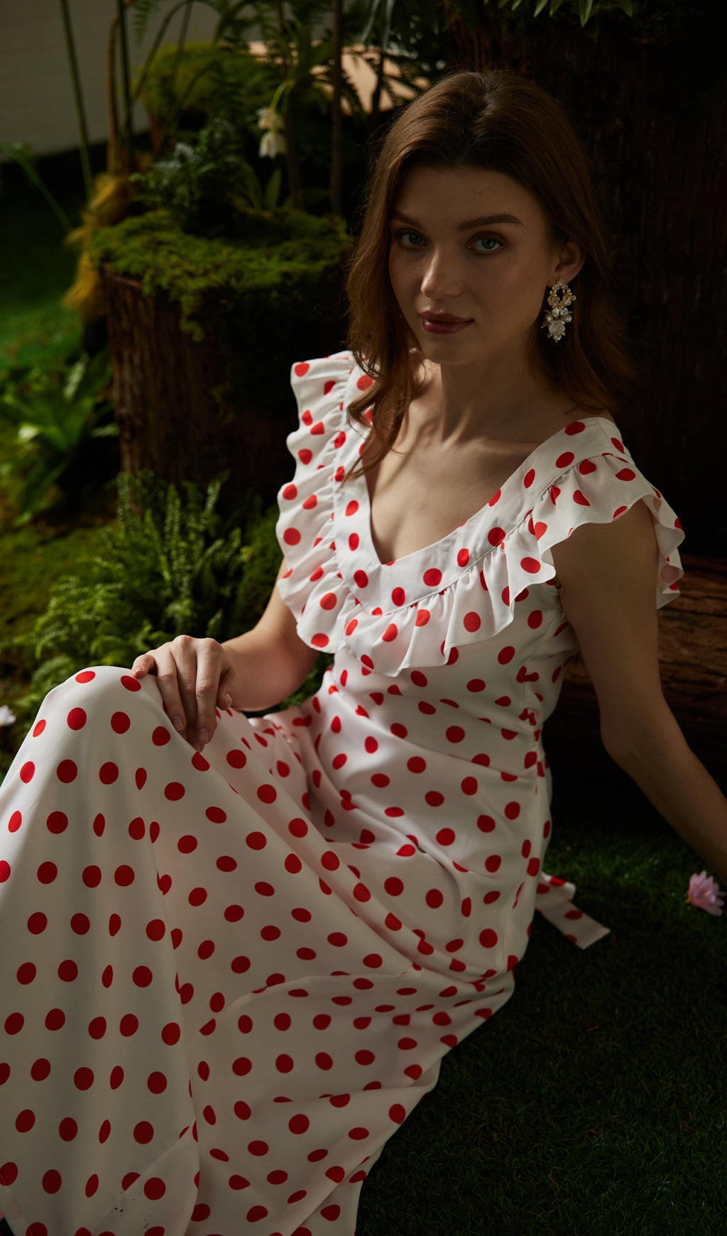 Polka Dot Uzun Elbise