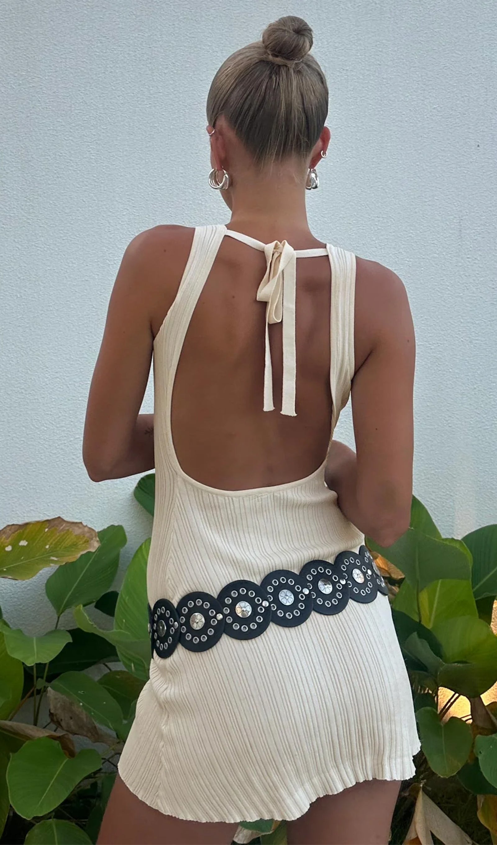 Mayok Açık Sırtlı Mini Elbise Beyaz