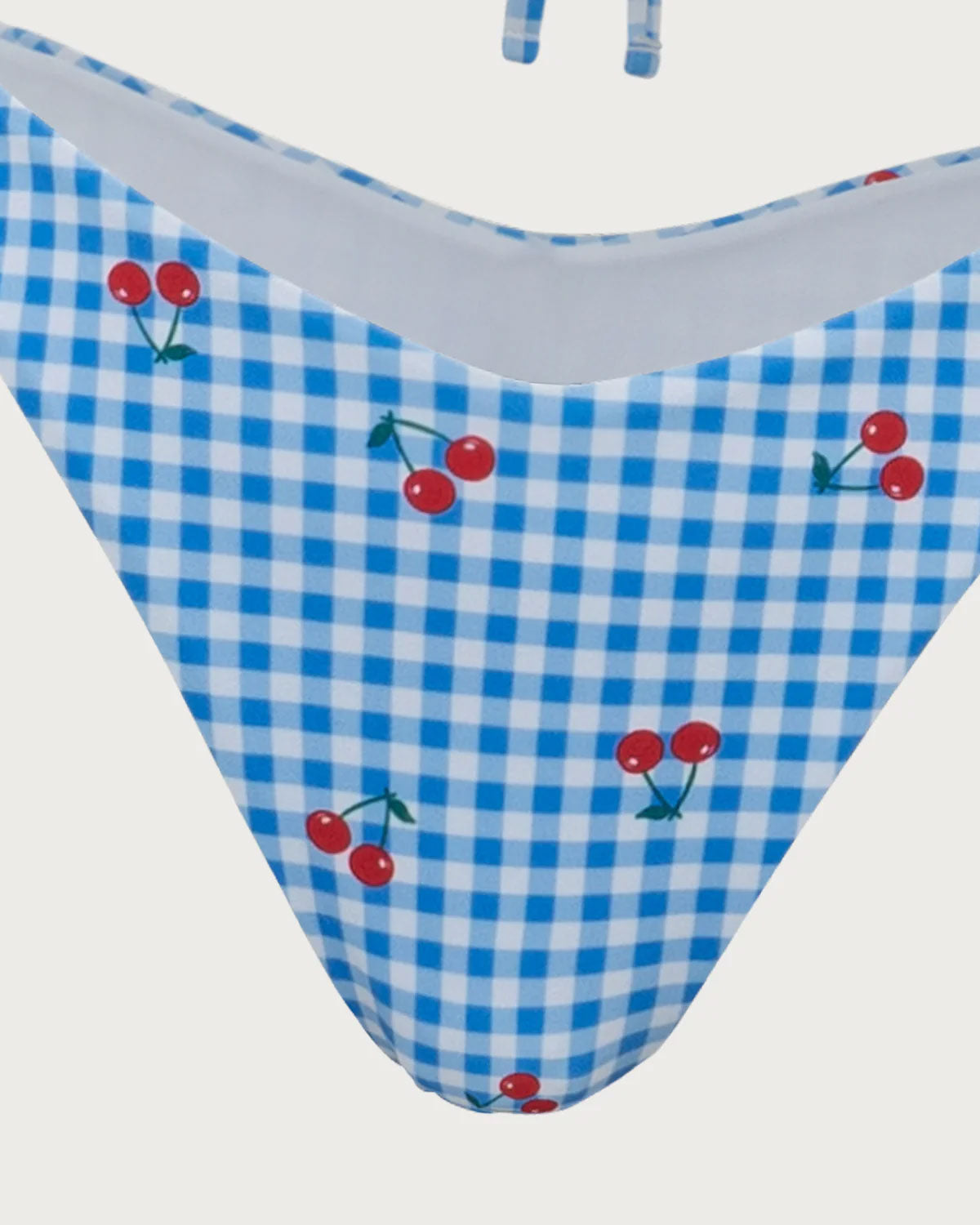 Mavi Ekose Kiraz Halter Bikini Takımı