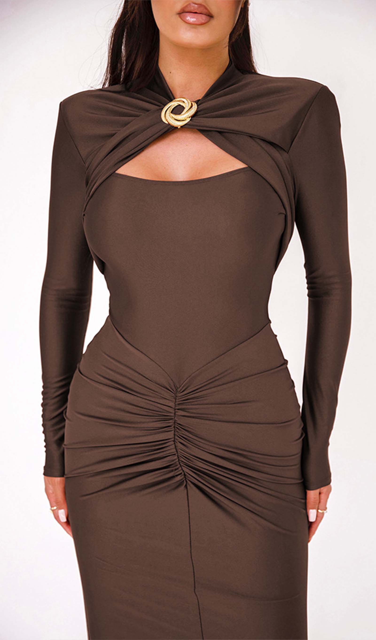 Düz Kesimli Fırfırlı Midi Elbise