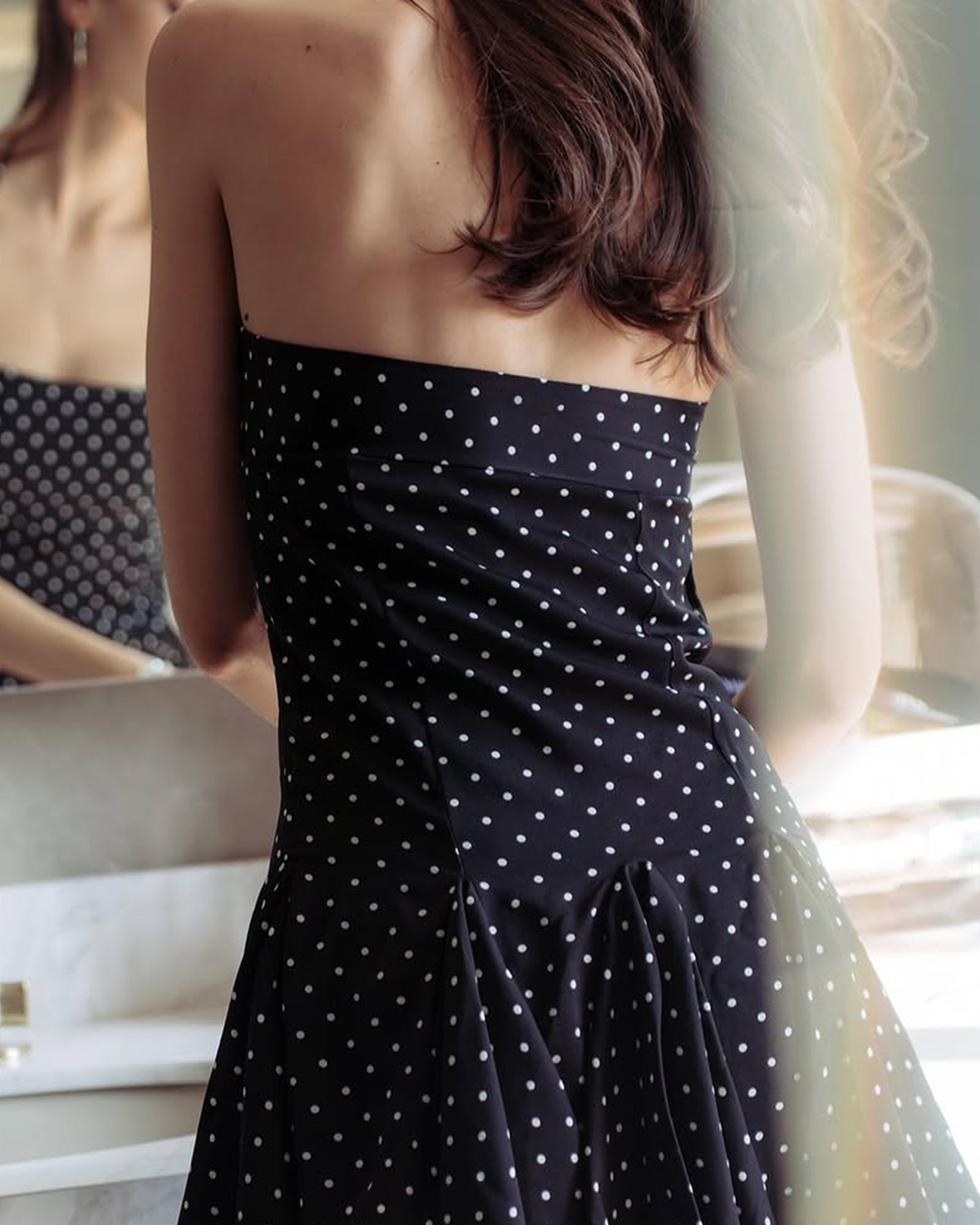 Puantiyeli Volanlı Mini Elbise