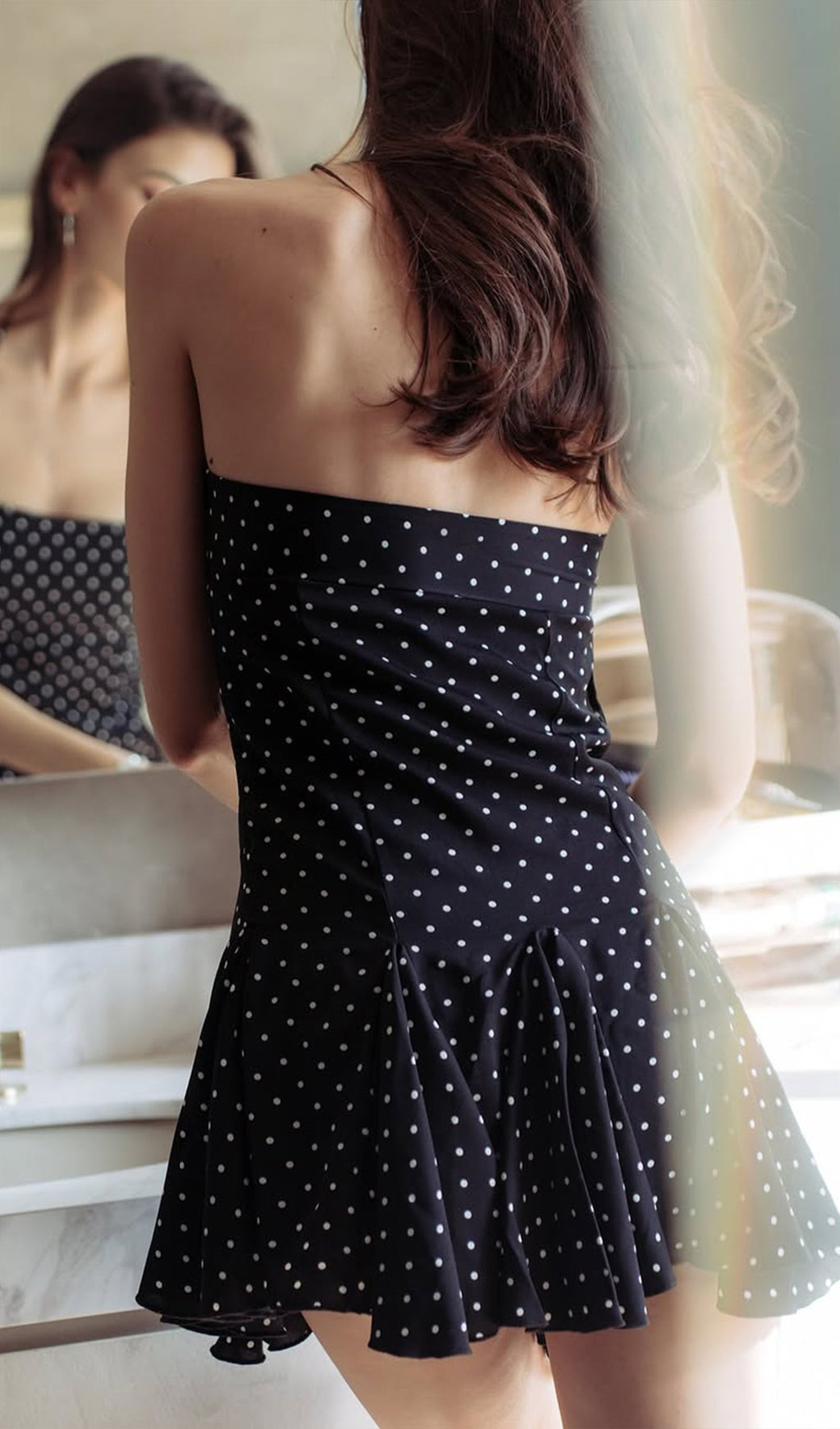 Puantiyeli Volanlı Mini Elbise