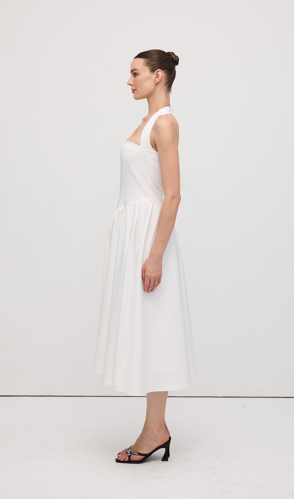 Düz Askılı Midi Elbise