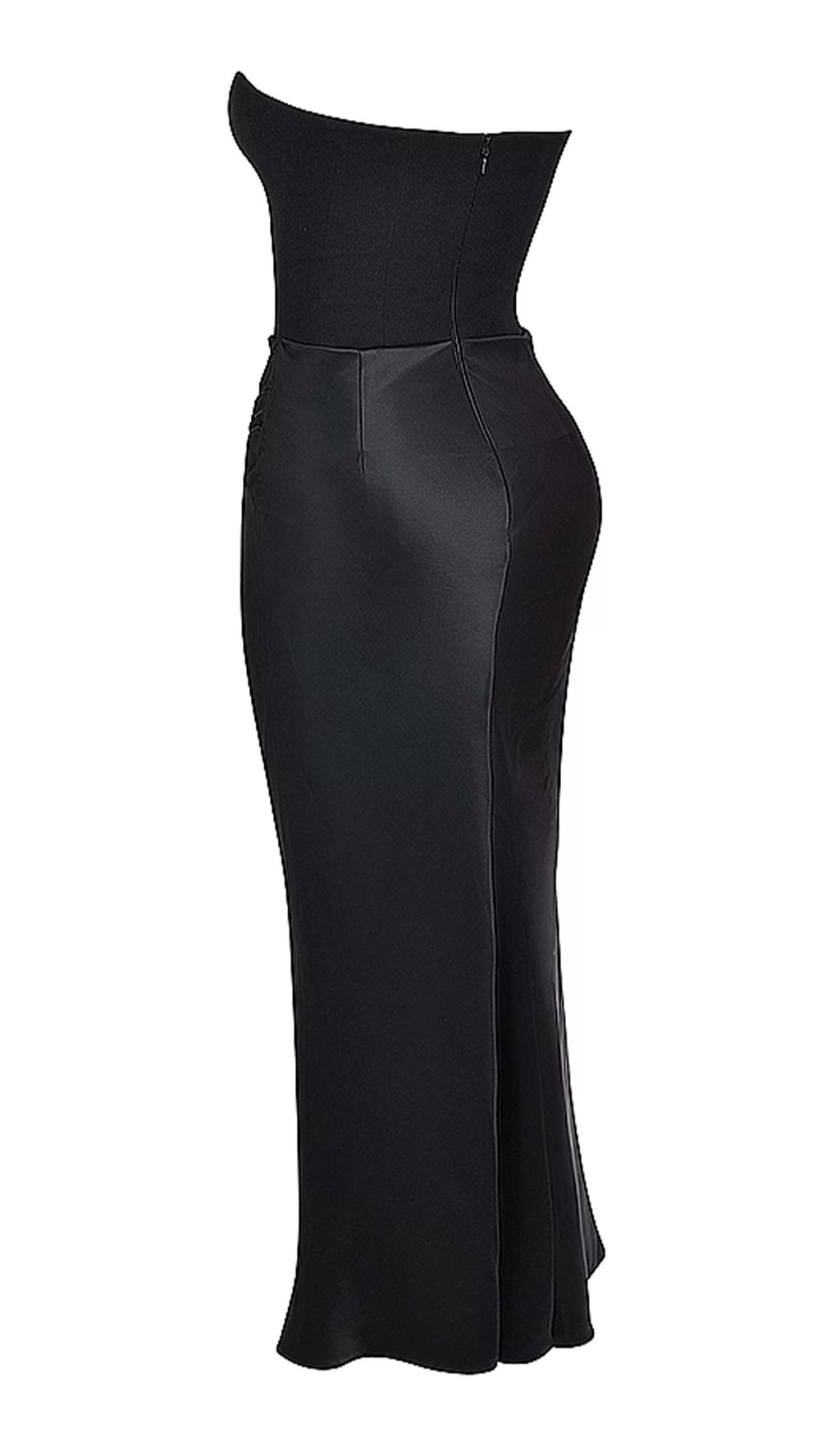 Omuz Açık Saten Uzun Elbise