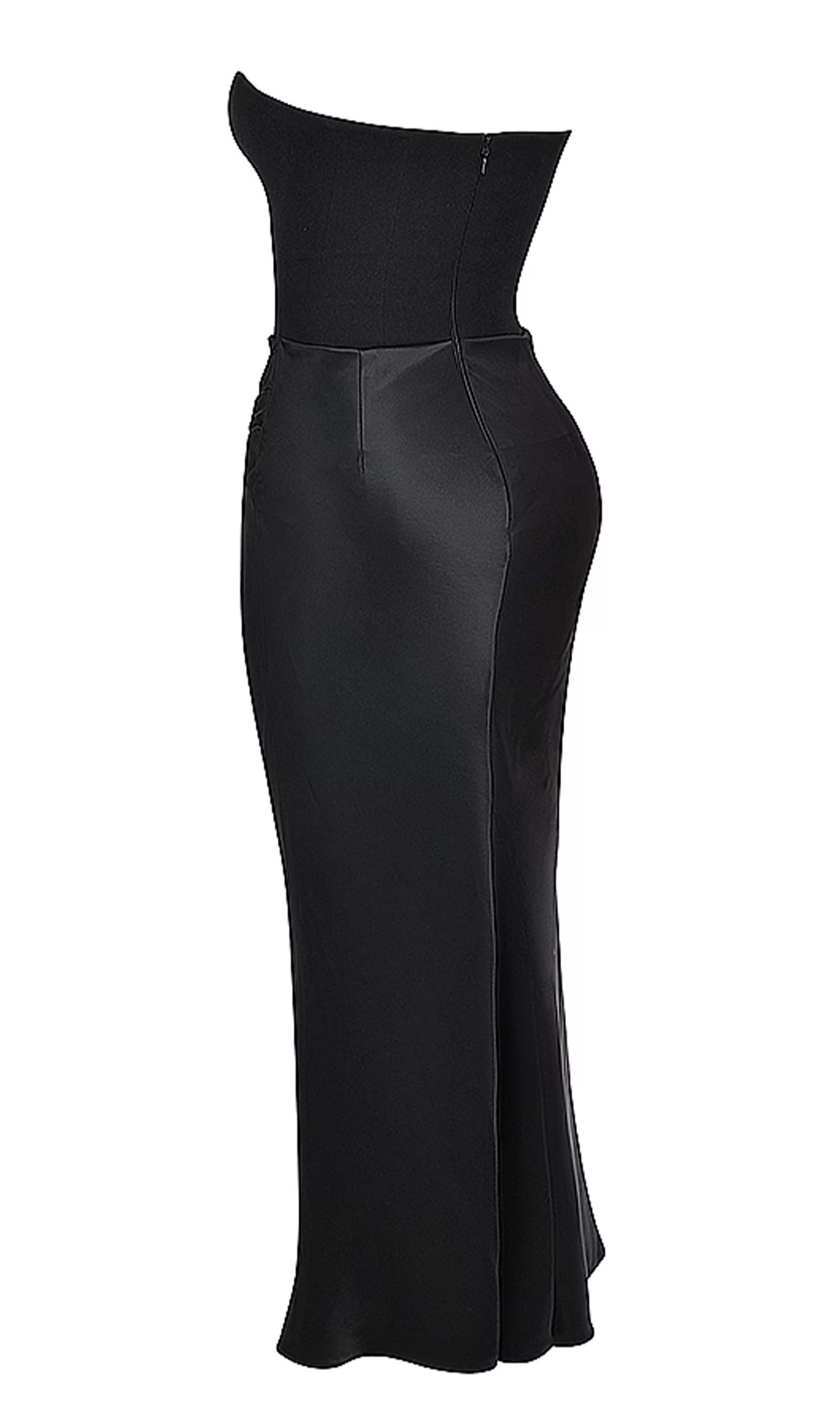 Omuz Açık Saten Uzun Elbise