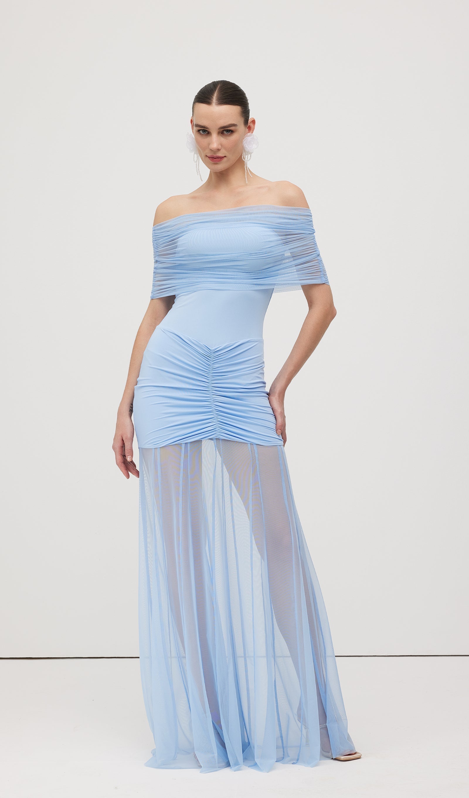 Slinky Omuz Açık Maksi Elbise