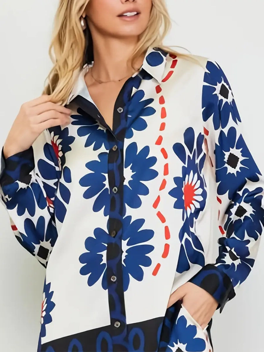 Çiçek Desenli Pantolon Gömlek Takımı