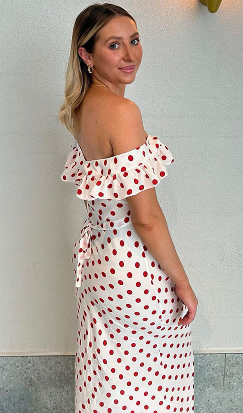 Polka Dot Uzun Elbise