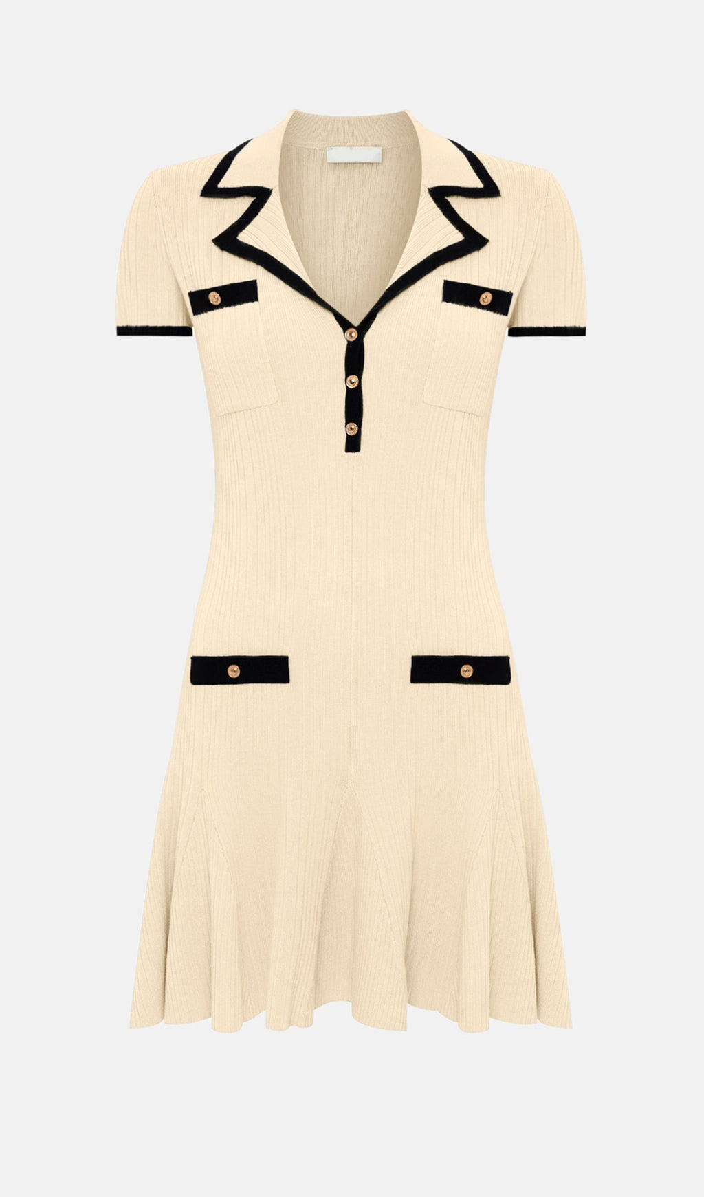 Kontrast Detaylara Sahip Mini Ribanalı Elbise