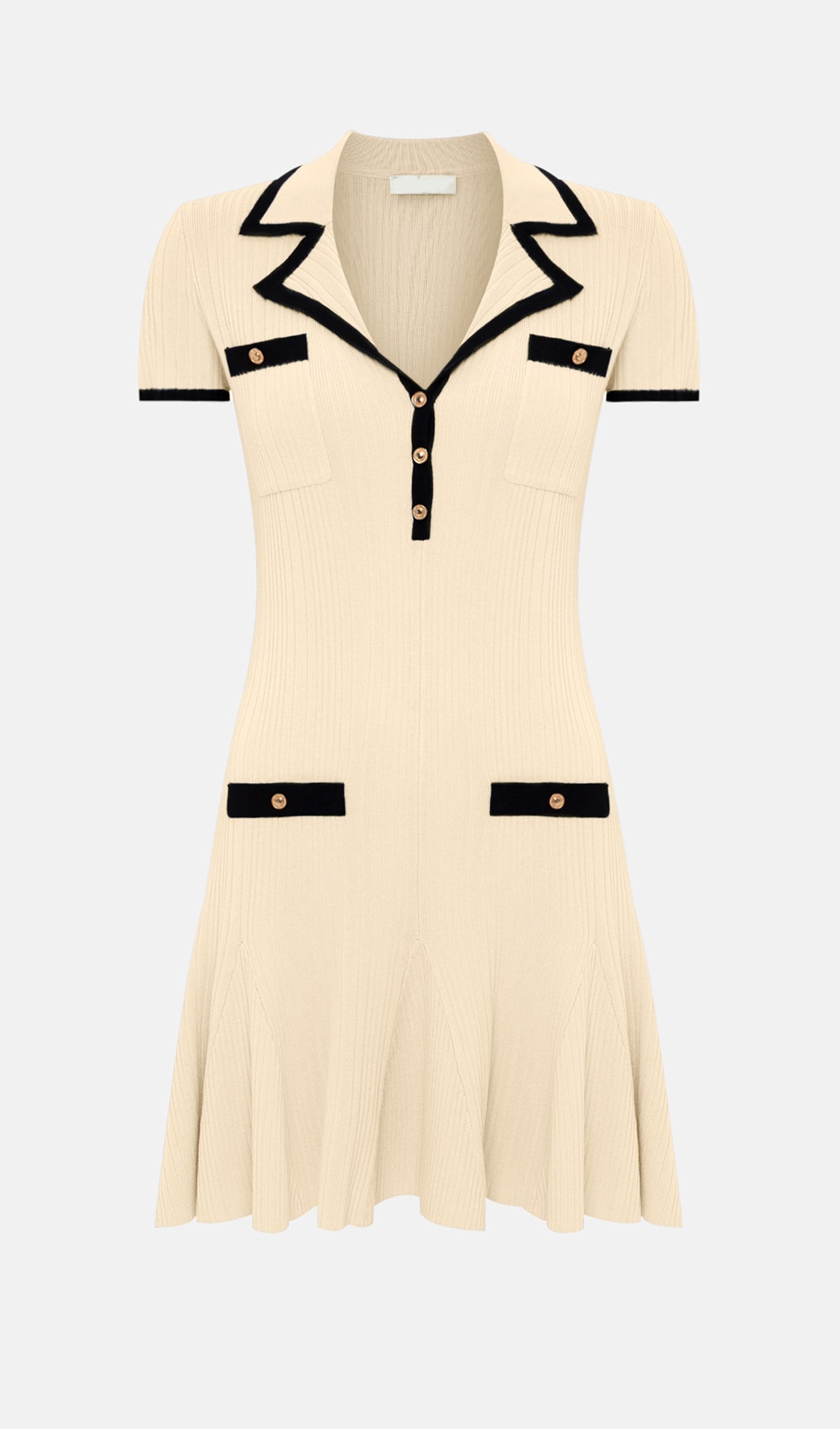 Kontrast Detaylara Sahip Mini Ribanalı Elbise