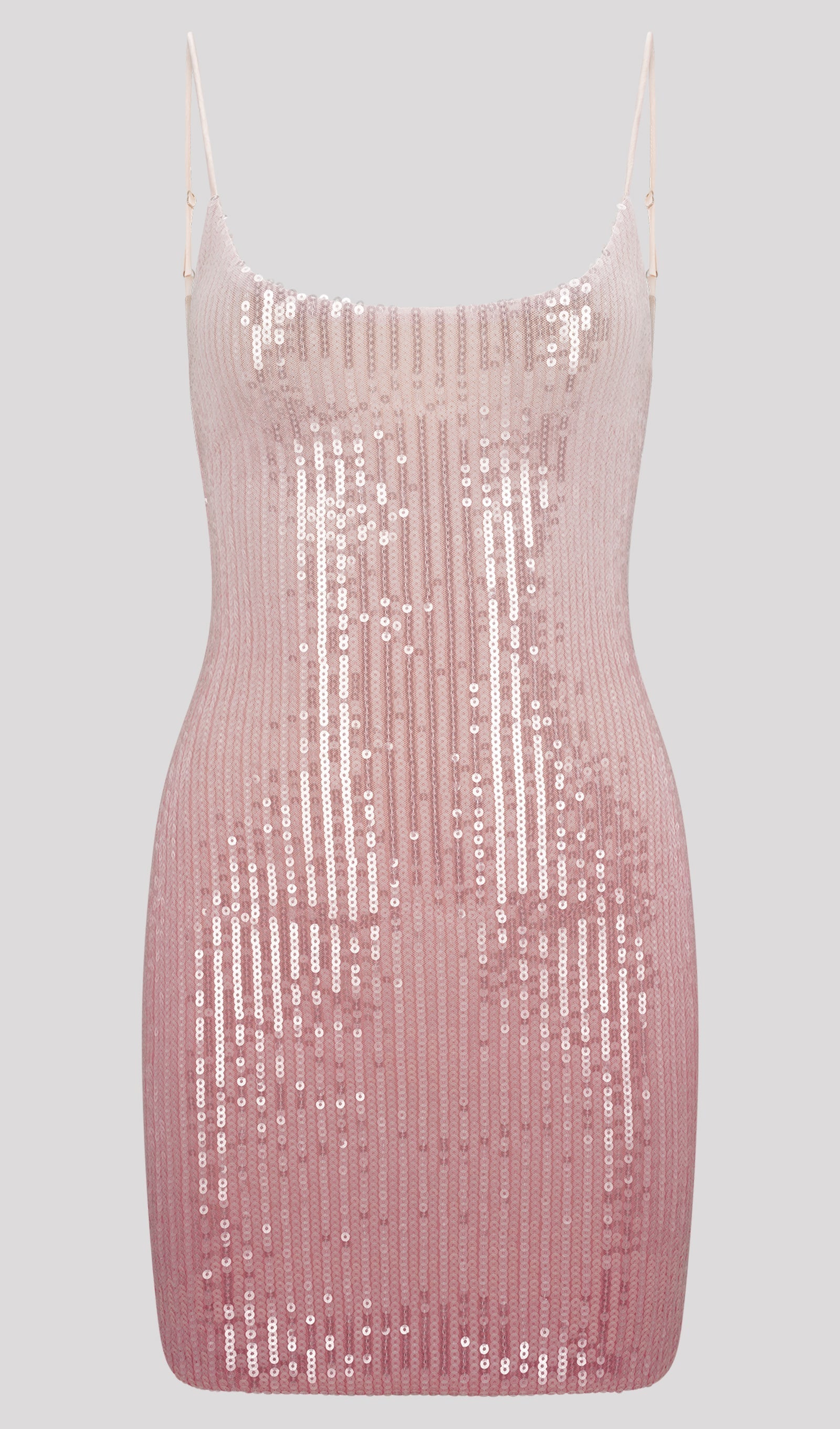 Ombre Pembe Straplez Pullu Mini Elbise