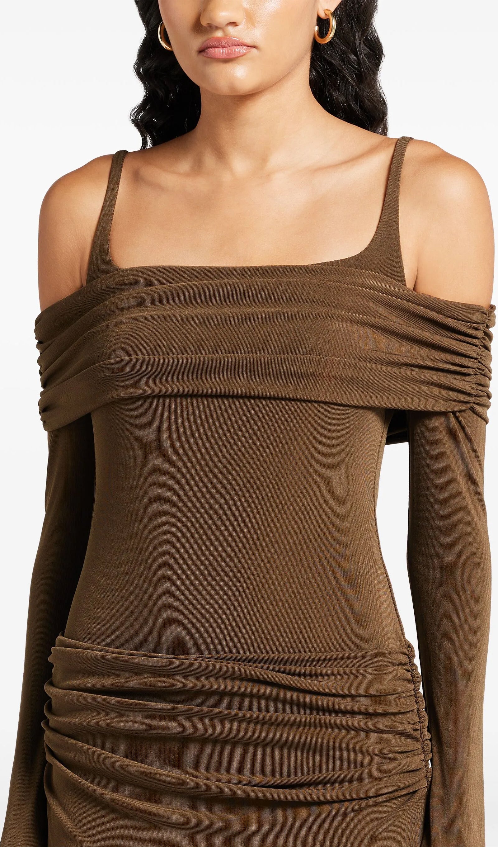 Omuz Açık Slip Uzun Elbise