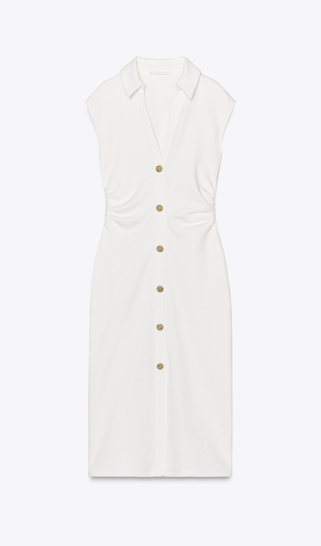 Düz Pike Gömlek Midi Elbise