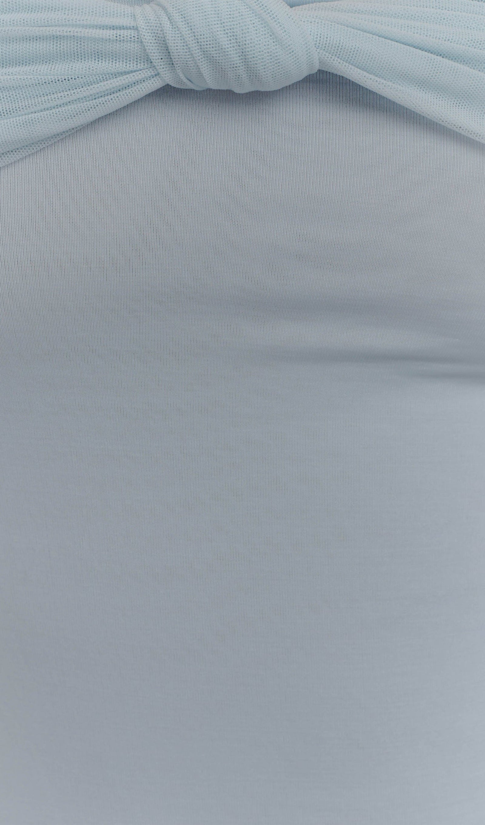 Bebek Mavisi File Ve Slinky Askılı Uzun Elbise