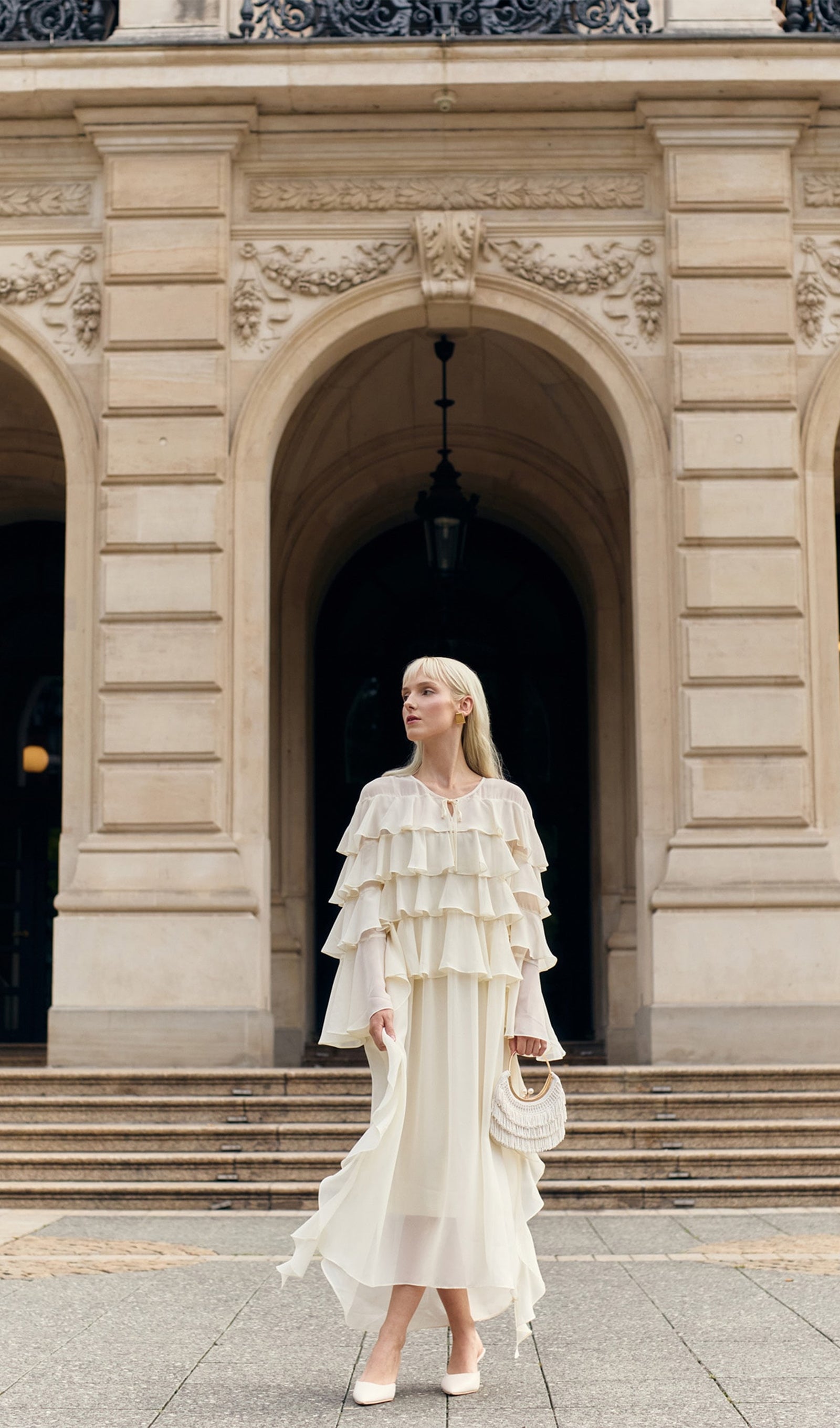 Volanlı Düz Uzun Elbise