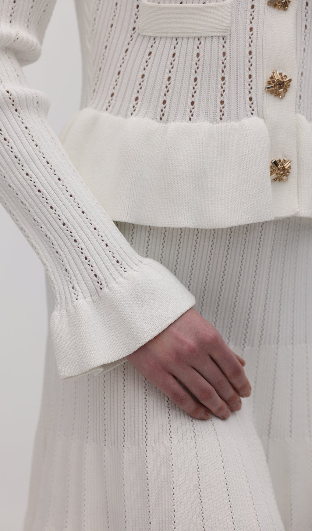 İçi Boş Volanlı Örgü Mini Elbise