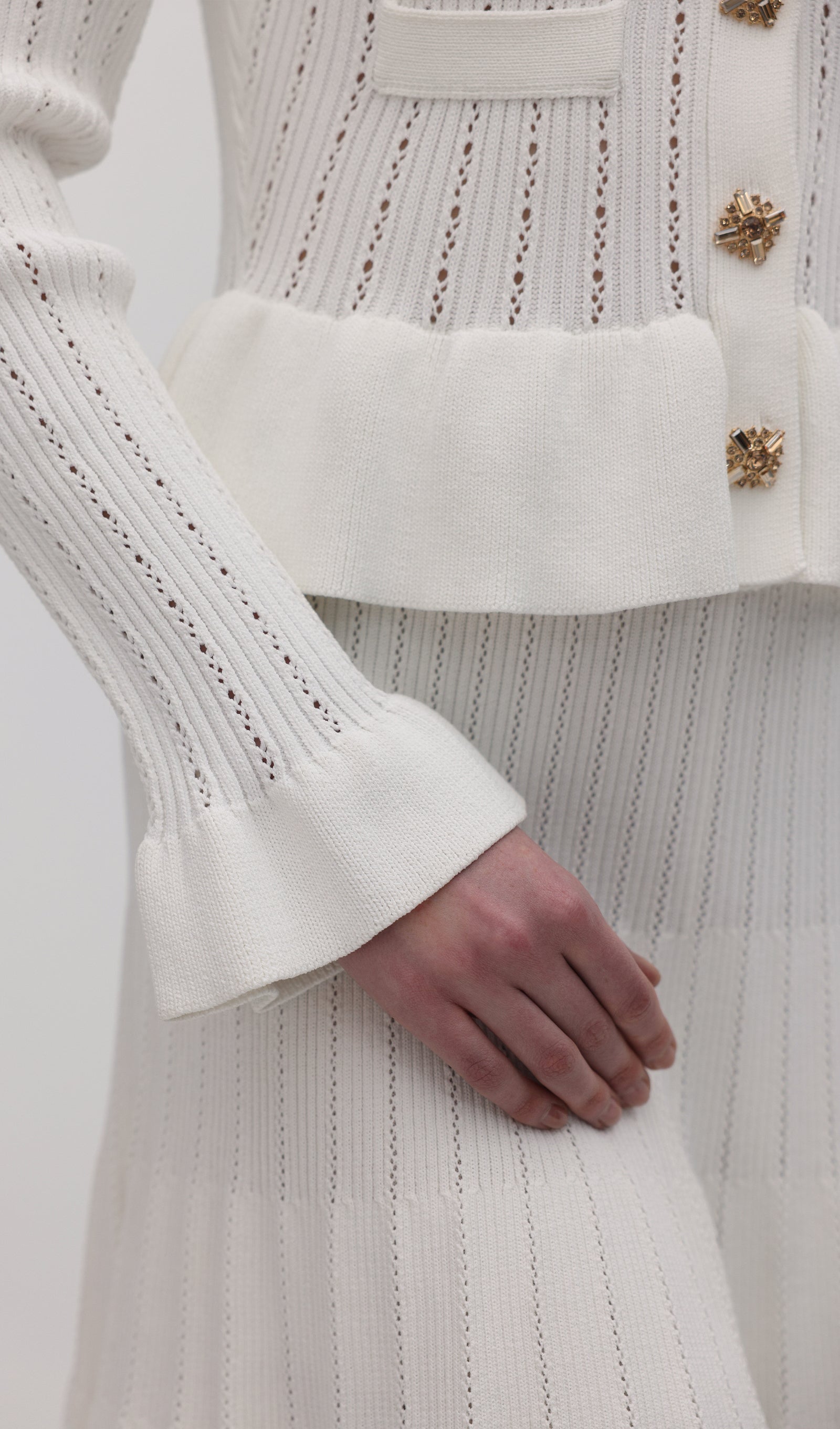 İçi Boş Volanlı Örgü Mini Elbise