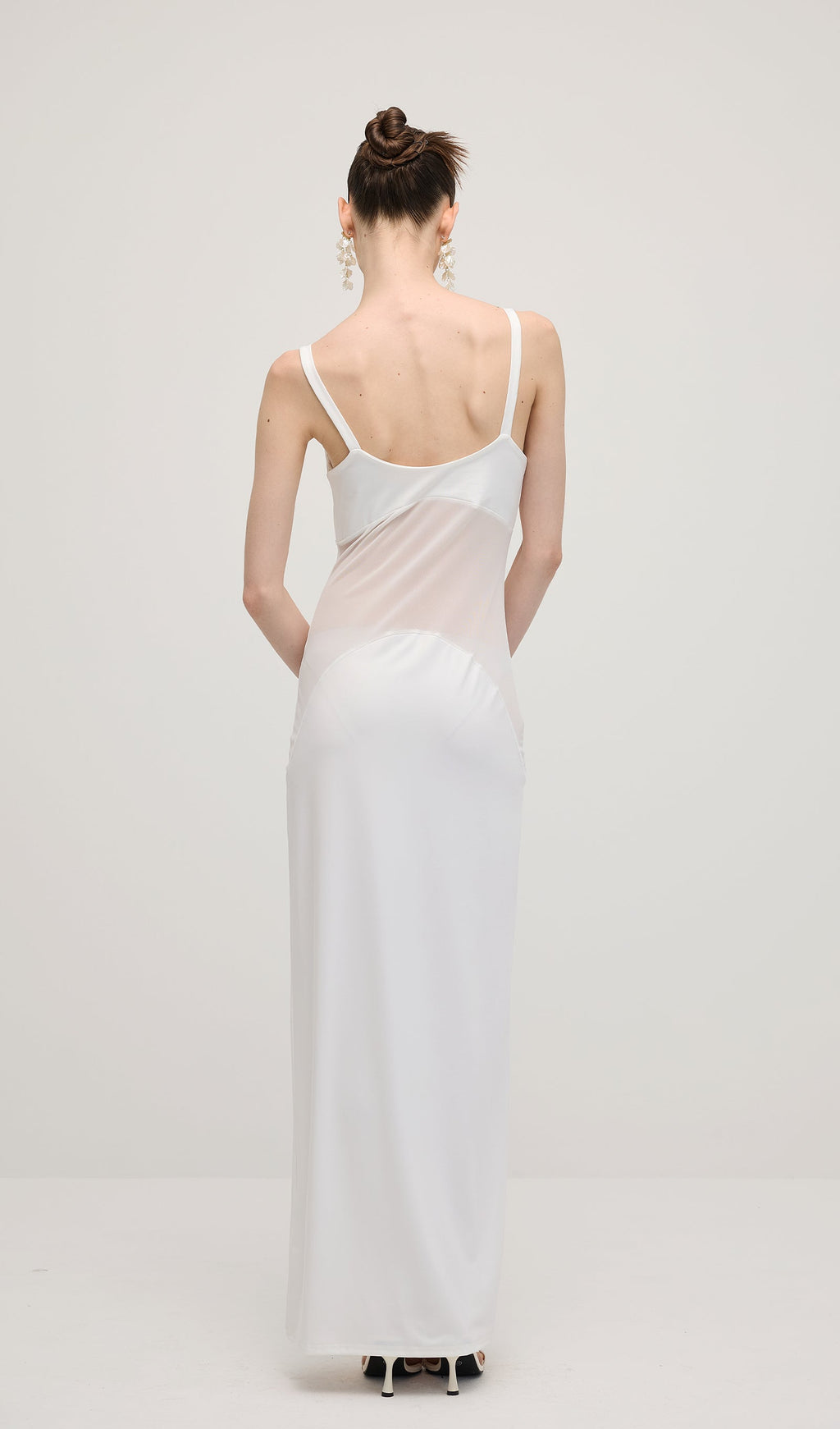 Şeffaf Örgü Kavisli Uzun Elbise