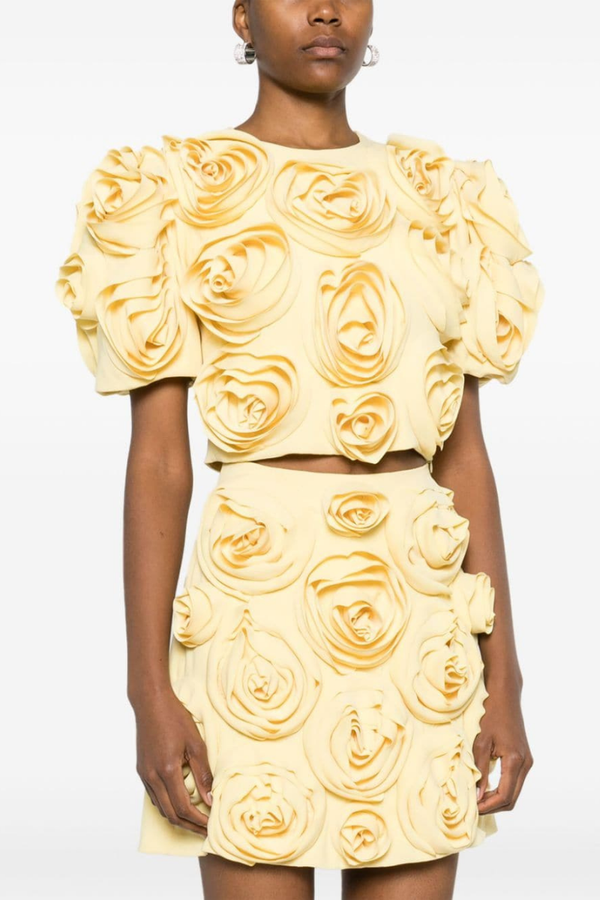 3D Çiçek Detaylı Etek & Üst Takım