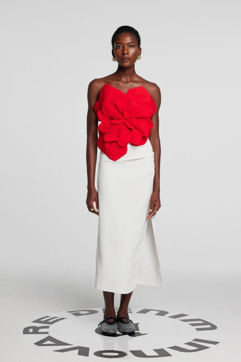 Omzu Açık Çiçekli Bluz