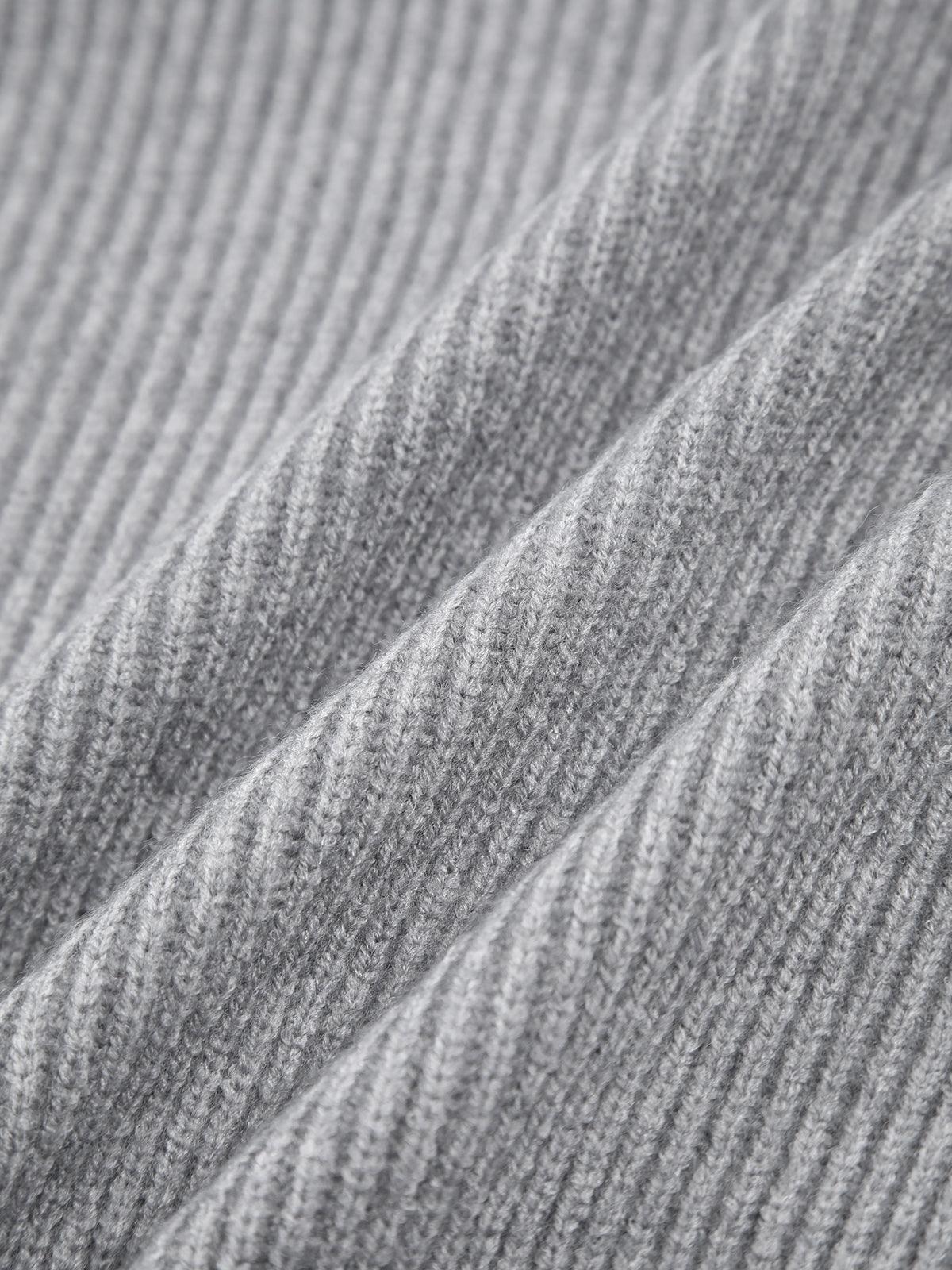 Gri Kuşak Detaylı Minimalist Triko Kazak