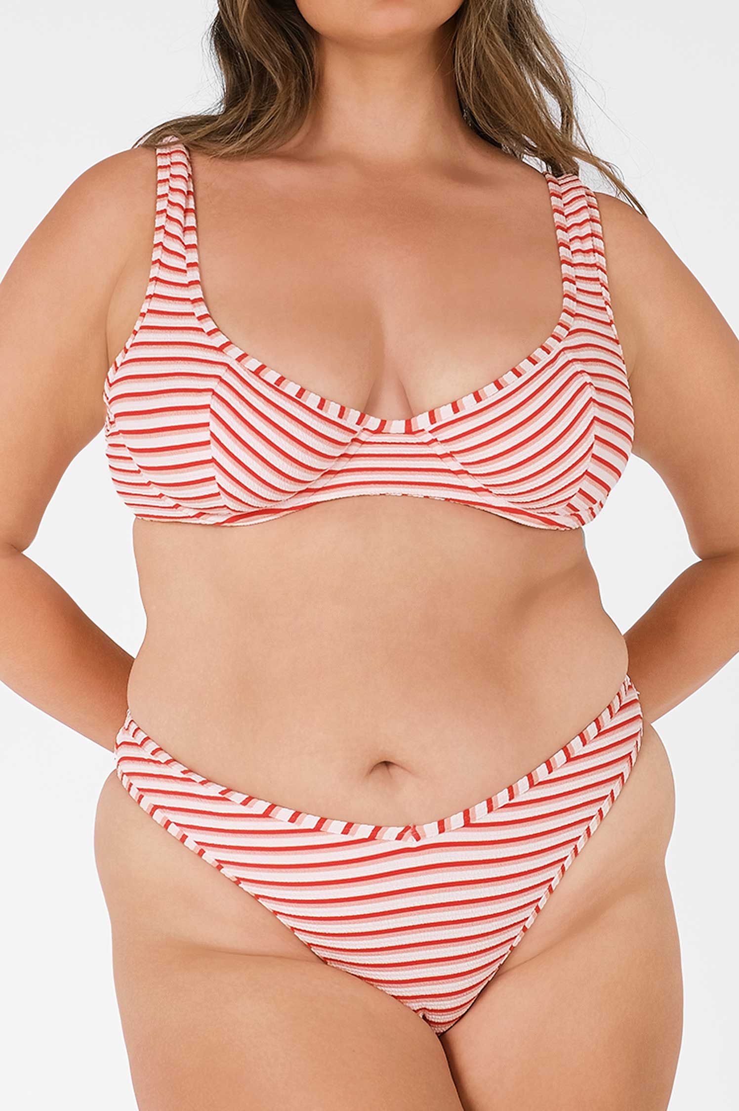 Giselle Destekli Bikini Üstü / Kırmızı Jakarlı