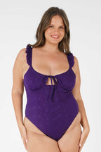 Hailey Fırfırlı Destekli Tek Parça Mayo / Alacakaranlık Dantel