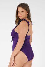 Hailey Fırfırlı Destekli Tek Parça Mayo / Alacakaranlık Dantel