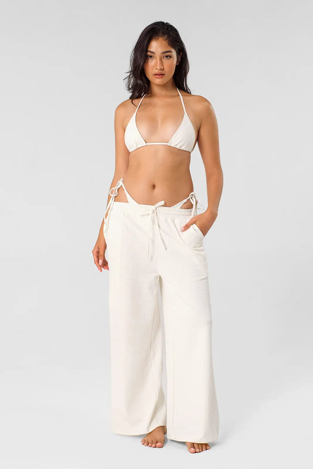 Andie Geniş Paça Pantolon / Vanilla Rom Jakarlı