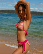 Turuncu Gökkuşağı Şerit İpli Bikini Seti