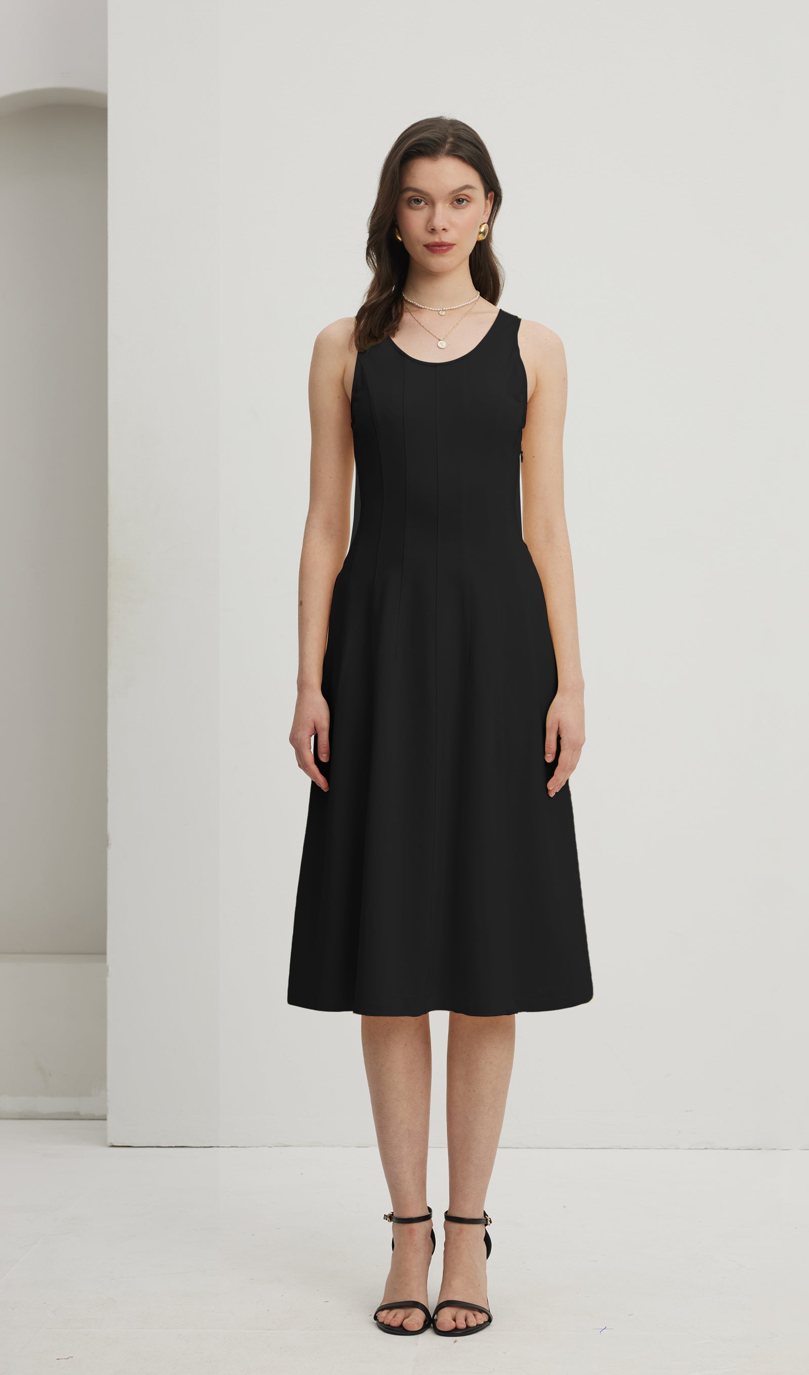 Pileli Bölünmüş Midi Elbise