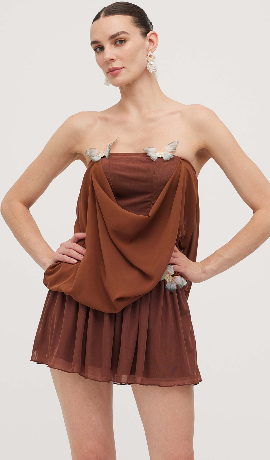 Kelebek Bandeau Sarma Mini Elbise