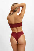 Palmo Bantlı Bikini Üstü / Kiraz Şarabı Noktalı