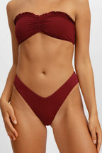 Palmo Bantlı Bikini Üstü / Kiraz Şarabı Noktalı