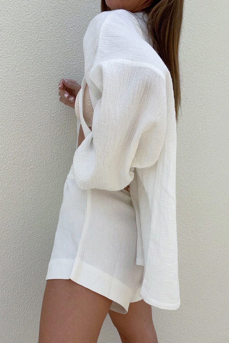 Pamuklu Bağlamalı Şort Takım