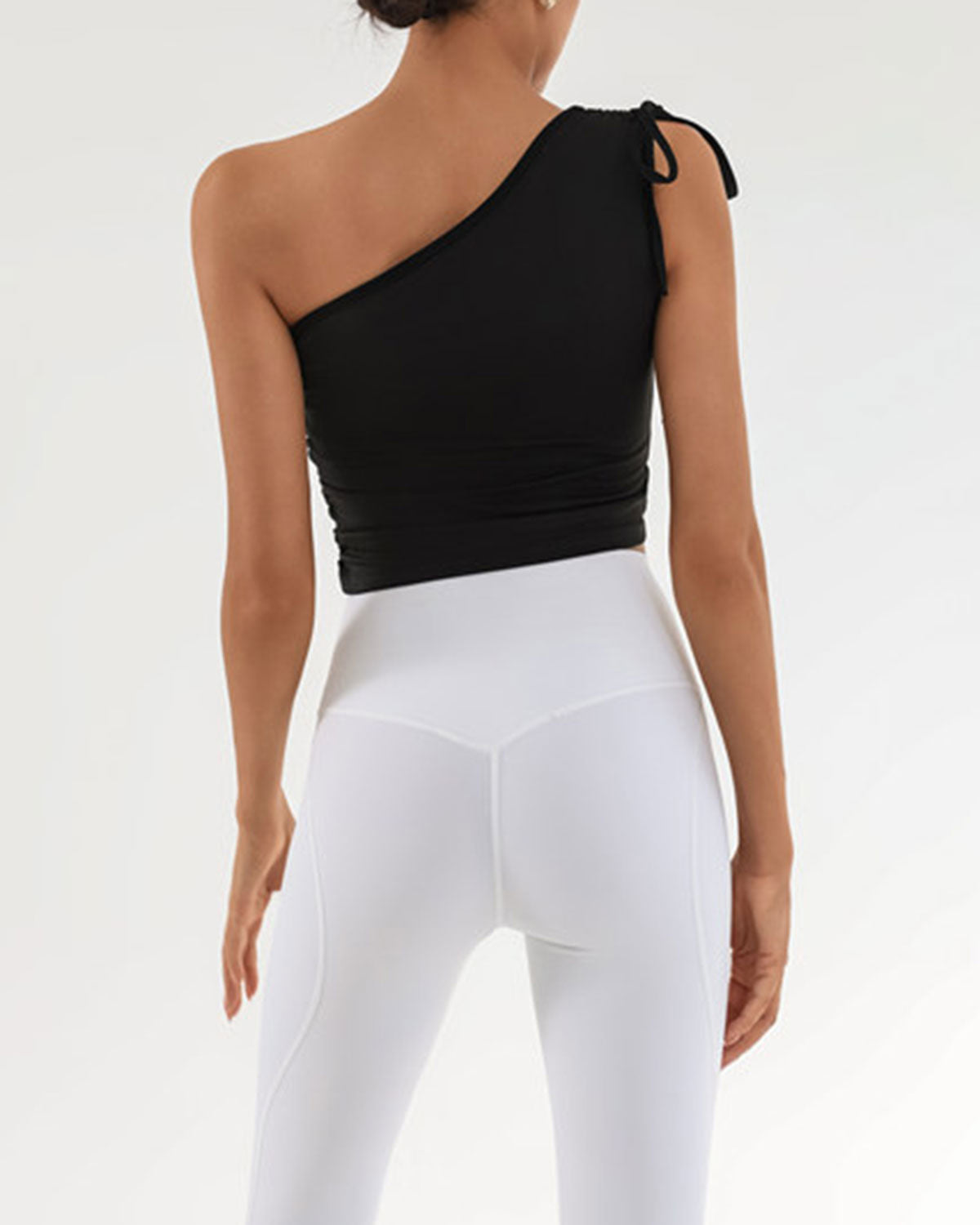 Siyah Tek Omuz Yoga Atlet