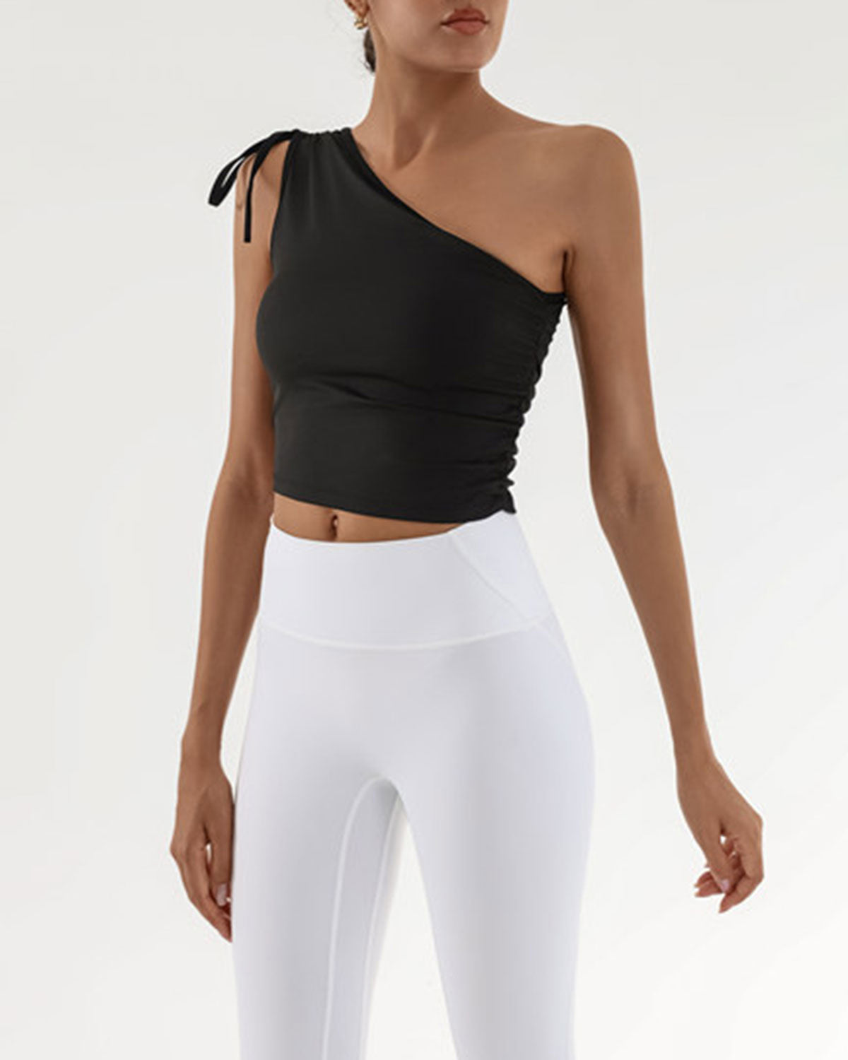 Siyah Tek Omuz Yoga Atlet