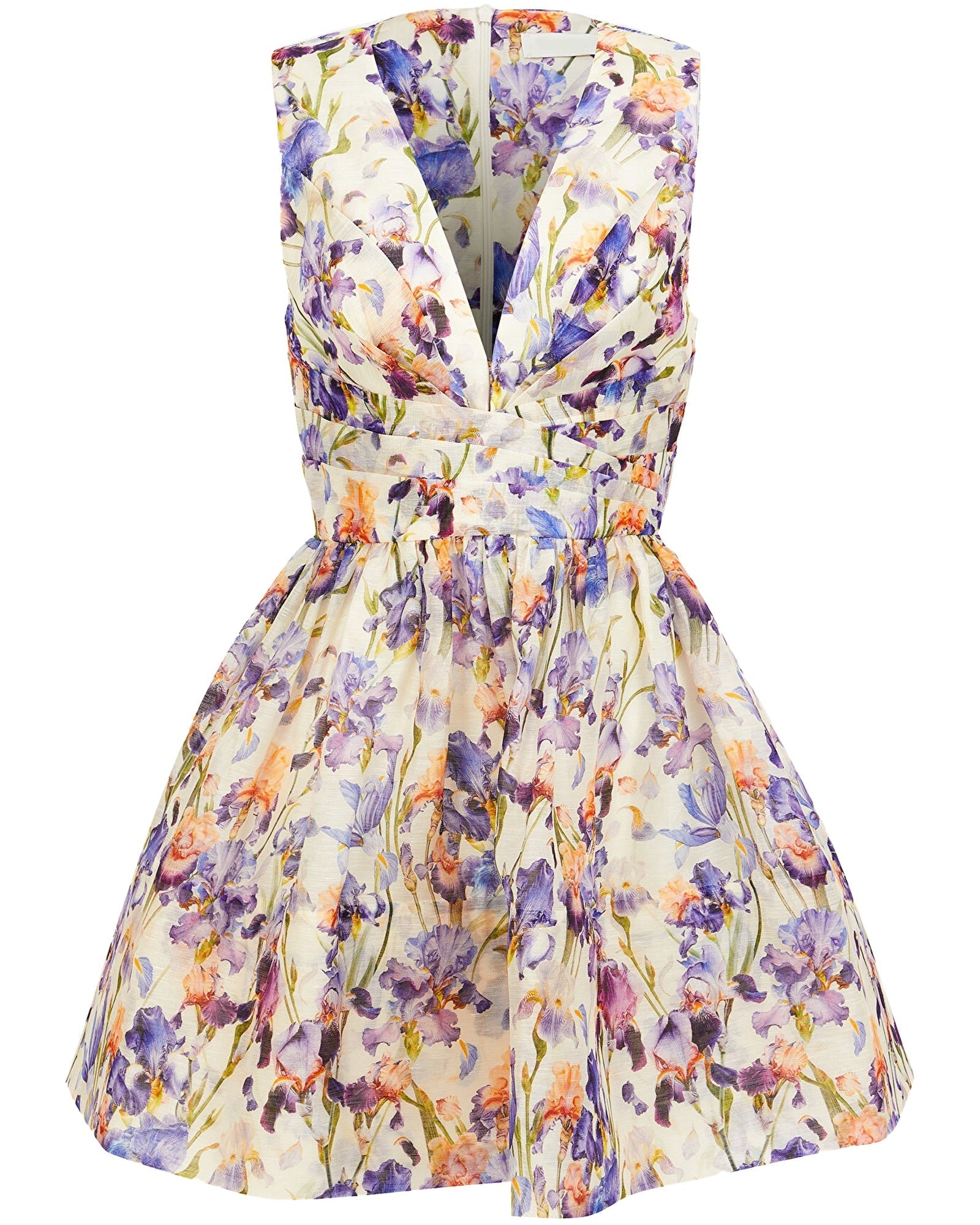 Çiçek Desenli Keten Ve İpek Mini Elbise