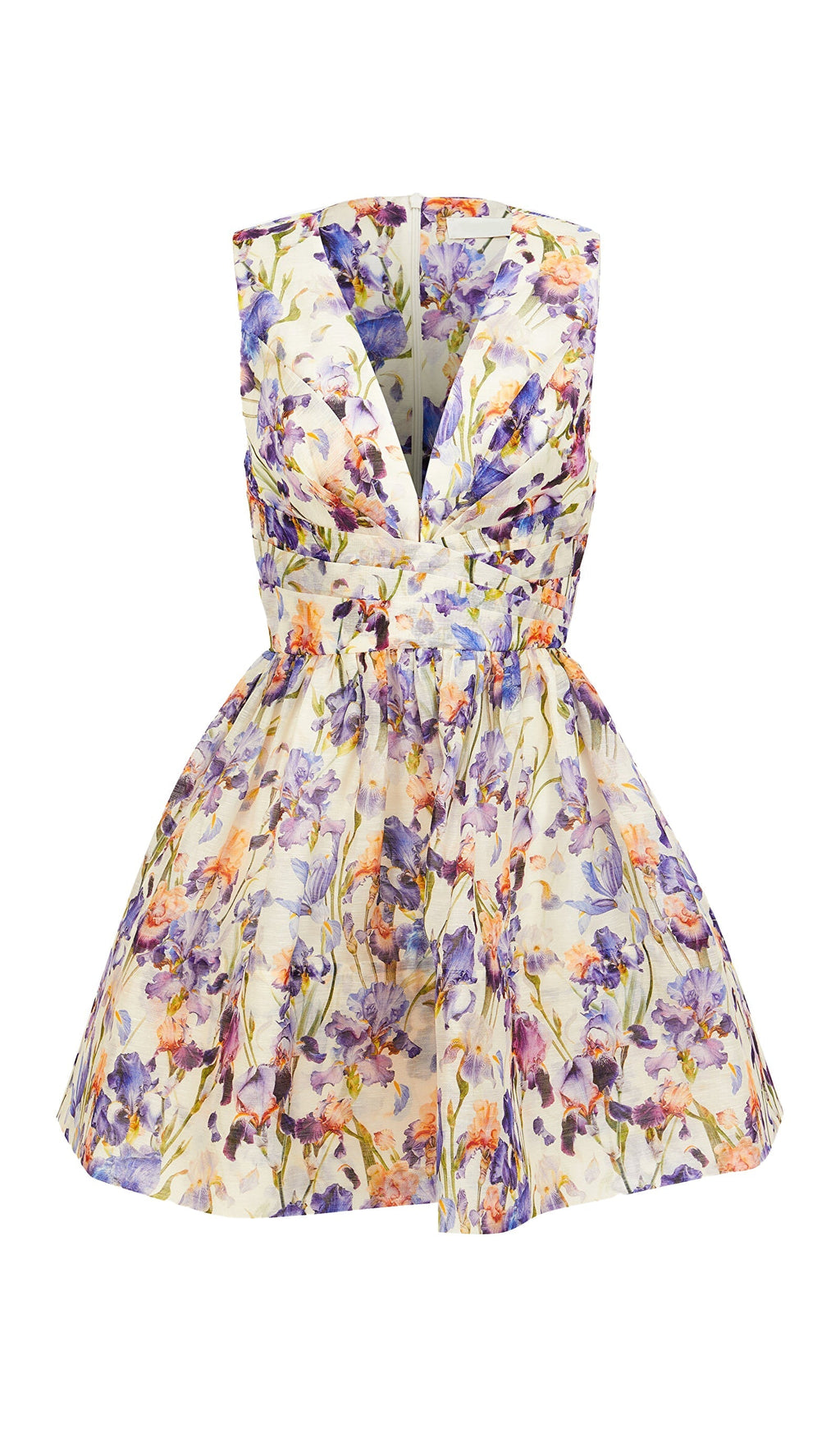 Çiçek Desenli Keten Ve İpek Mini Elbise