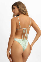 Lana Bağlamalı Bikini Üstü / Yeşil Çiçek